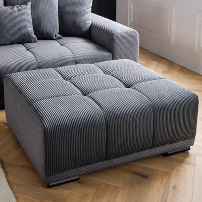 Produktbild von riess-ambiente Moderner Hocker ELEGANCIA 110cm anthrazit Cord Fußhocker Sitzhocker