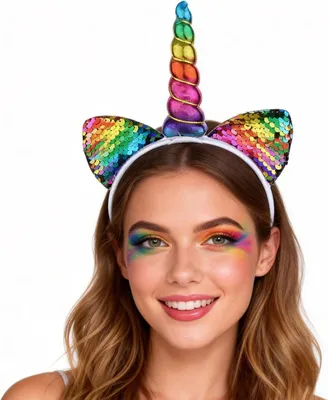 Produktbild von Haarband Einhorn mit Glitzer und Regenbogenhorn, Einheitsgröße, für Kostüme