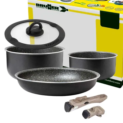 Produktbild von BRUNNER Camping Kochgeschirr Topfset | Alu | PIRATE Spacemaster, 5+2 teilig ø 26 cm