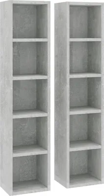 Immagine prodotto di Scaffali per CD 2 pz. Grigio cemento 21x16x93,5 cm Materiale a base di legno