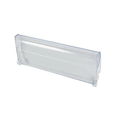 A clear plastic shelf or compartment divider, likely for a refrigerator or freezer, is shown against a white background.