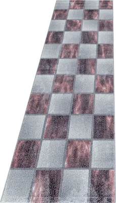 Produktbild von Teppich Läufer Wohnzimmer Rosa 80x250 Kariertes Design aus Polypropylen