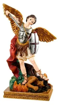 Erzengel Michael Figur 30 cm, Harz, mehrfarbig