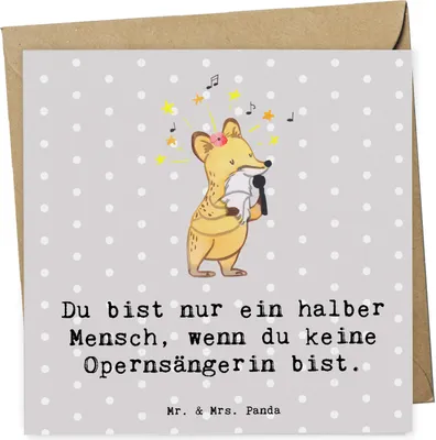 Produktbild von Mr. & Mrs. Panda Grußkarte Opernsängerin Herz - Grau Pastell - Geschenk, Klappkarte, doppelkarte, anlasskarte, faltkarte, Glückwunschkarte