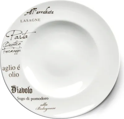 Produktbild von CreaTable - EUROPA GUSTOSO - Pastateller 27 cm aus Porzellan mit Schriftdekor