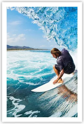 Produktbild von Poster - Poster ohne Rahmen - Surfen Surfer Ozean Welle - 61x91,5 cm - Wand Bild - Wanddeko - Wandbilder - Kunstposter - Wandposter - Bilder - Kunstdruck - Wanddekoration - Wandbild - P2XPA61x91-2785