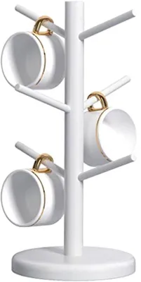 Produktbild von Famanu Halter mit 6 Haken - Holzorganizer für Kaffeetassen und Zubehör