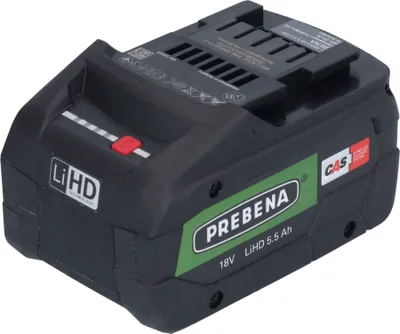 Produktbild von Prebena AKKU18-5,5-LIHD Akku 18 V 5,5 Ah / 5500 mAh LiHD Li-Ion CAS mit Ladestandanzeige