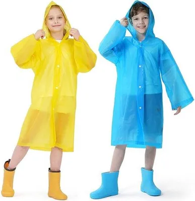 Produktbild von Famanu Regenjacken für Kinder – Wasserfeste Ponchos mit Kapuze und Ärmeln, 2 Stück