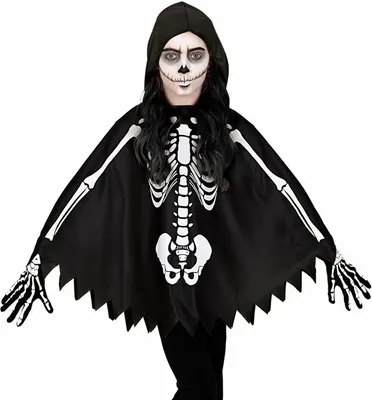 Immagine prodotto di Poncho scheletro - Lancio bianco e nero con ossa