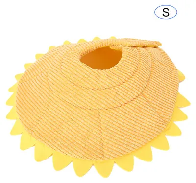 Immagine prodotto di Collare per animali domestici, comodo rivestimento in peluche a forma di cono con motivo a girasole e chiusura a gancio per cani, gatti e cuccioli (S)