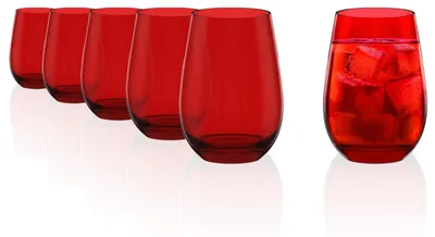 Imagen del producto de Juego de 6 vasos "ELEMENTS" de Stölzle Lausitz, color rojo, aptos para todo tipo de bebidas. Modelo: 352 00 12 EL003. Código EAN: 4012632212191