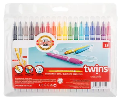 Produktbild von Fasermaler Schul- Doppelfaserpens "Dick - Dünn" Koh-I-Noor im 18er Pack