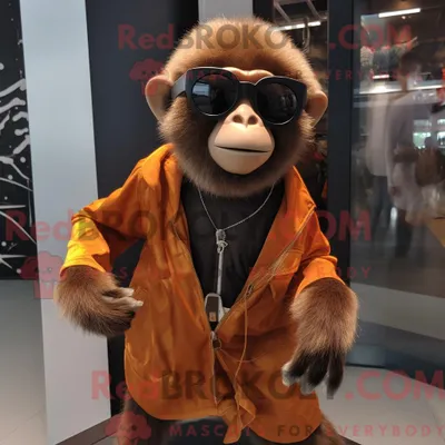 Zdjęcie produktu dla Maskotdraktfigura REDBROKOLY Rust Capuchin Monkey jest dostępna dla i omslagsskjørt i solbriller