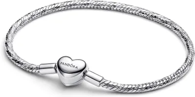 Produktbild von Pandora Schlangen-Gliederarmband Facette Herzverschluss Silber 594236C00-18 cm