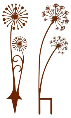 Produktbild von Metall Gartenstecker Set aus Rost, Pusteblume Deko für den Außenbereich