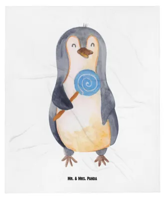 Produktbild von Mr. & Mrs. Panda Plaid Pinguin Lolli - Weiß - Geschenk, Schlummerdecke, Heißhunger, Fleecedecke, Naschen, Erstlingsdecke, Süßigkeiten, Blödsinn, Pinguine, Babydecke