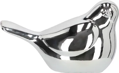 Produktbild von KOTARBAU® Figur Heimdekoration Keramikfigur in der Gestalt eines Vogels  Silber 10x16 cm  Keramik-Vogel