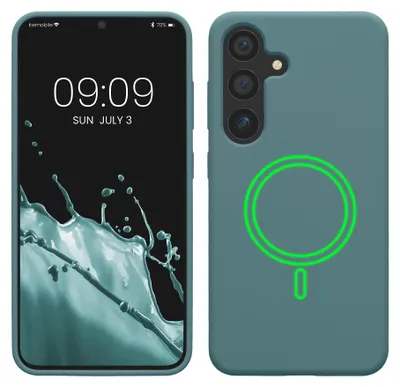 Produktbild von kwmobile Hülle kompatibel mit Samsung Galaxy S25 Hülle - magnetisches Silikon Case kompatibel mit MagSafe - Cover gummiert Arctic Night