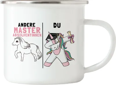Produktbild von Andere Masterabsolventinnen Du Emaille Tasse Pferd Einhorn Geschenkidee Lustig Studentin Studium Hochschule Uni