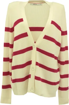 Produktbild von 31893 Cecil, , Damen Strickjacke, Mittelstrick, pink weiß gestreift, L
