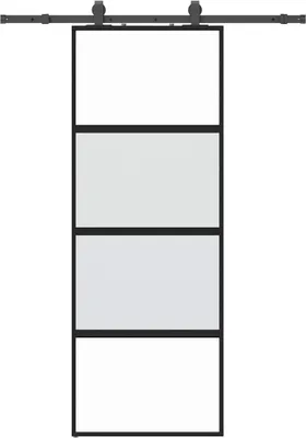 Produktbild von vidaXL Schiebetür mit Beschlag Schwarz 76x205 cm Hartglas