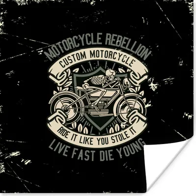 Produktbild von MuchoWow® Poster Motorrad - Skelett - Retro 75x75 cm - Wand Dekoration