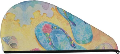 Produktbild von Strand-Flip-Flops-Haartuch aus Korallensamt für trockenes Haar, schnell trocknende Badekappe mit hoher Saugfähigkeit für nasses, langes, dickes und lockiges Haar