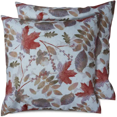 Produktbild von 2er Set Kissenhüllen 40x40 cm bunte Blätter Laub als Herbst-Deko