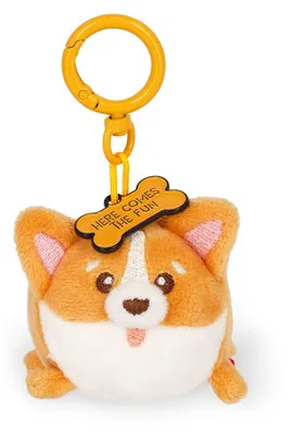 Produktbild von LEGAMI - Schlüsselanhänger Super Soft! Corgi Motiv, Plüsch-Schlüsselanhänger, Anhänger mit eingravierter Botschaft und Karabinerhaken aus Zink, 7x11 c