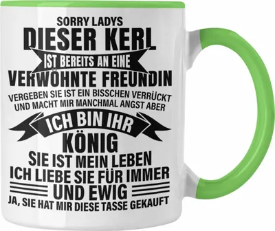 Produktbild von Trendation - Valentinstag Geschenk Tasse für Ihn von Freundin Geschenkidee Spruch Süß Liebe Jahrestag Geschenke Verrückte Freundin (Grün)