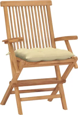 Produktbild von vidaXL Gartenstühle mit Cremeweißen Kissen 4 Stk. Massivholz Teak