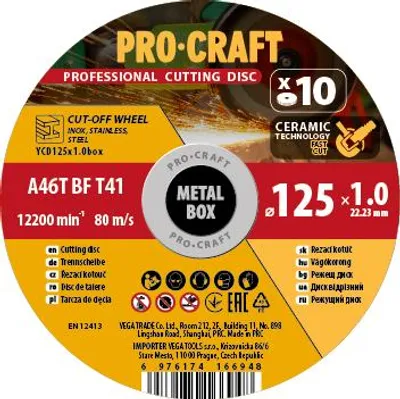 Imagen del producto de Juego de discos de corte Procraft YCD125x1.0b