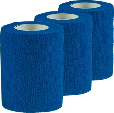 1/3/6 Haftbandagen Größe+Farbe wählbar - selbsthaftende Bandage Fixierverband selbstklebend 3 Stück | 7.5 cm | blau