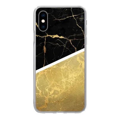 Produktbild von MuchoWow® Handyhülle Schutzhülle Hülle für iPhone X Marmor - Schwarz - Gold Silikon Softcase Handy Hülle - Handyhülle