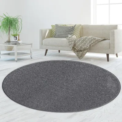 Produktbild von Teppich mit einfarbigen Design in anthrazit Größe - 133 cm Rund