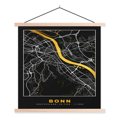 Produktbild von MuchoWow® Textilposter Bonn - Stadtplan - Karte - Gold - Deutschland 40x40 cm mit holzfarbenen Rahmen - Posterleiste