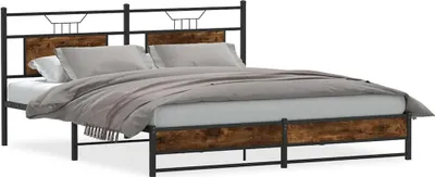 Obrázek produktu pro vidaXL Kovová postel bez matrace, kouřový dub 180x200 cm