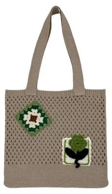 Imagen del producto de Bolso de hombro tejido a crochet para mujer, con bordados