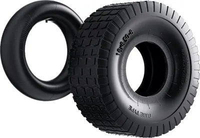 Image de Wiltec Pneu 18x8.50-8 et Chambre à air – Valve coudée – 460 x 460 x 215 mm – 4 PR – capacité de charge 370 kg – pour Tondeuse à gazon Tracteur à pelouse Brouette Chariot Diable