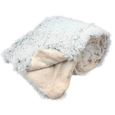 Immagine prodotto di HOME ELEMENTS Coperta 150 x 200 cm, con agnello, microflanella, argento