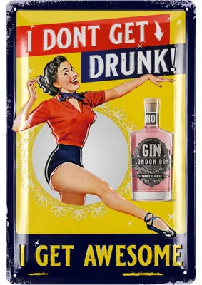 Produktbild von Retro Blechschild Gin Tonic - lustiges Metallschild Alkohol Spruch als Geschenk für Frauen - Bar, Kneipen, Partykeller, Wanddeko Küche