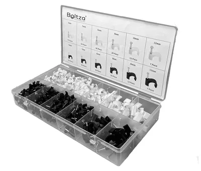 Obrázek produktu pro Různé spony pro kabeláž, černé a bílé (390 kusů), pro organizaci kabelů