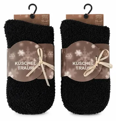 Produktbild von 4 Paar Kuschelsocken 35-42 Uni Bettsocken Damen Kuschel Socken Haussocken, 4x Sc