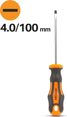 Produktbild von Flachschraubendreher 4,0 mm - Schlitzschraubendreher 100 mm - Chrom-Vanadium-Stahl - rutschfester Griff - Aufhängeöse 1 Stück [10513].