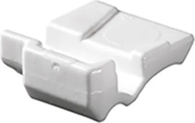 A single white plastic object on a white background.