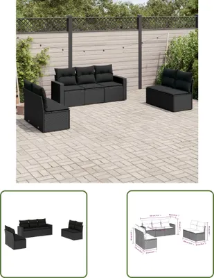 Produktbild von The Living Store 7-tlg. Garten-Sofagarnitur mit Kissen Schwarz Poly Rattan