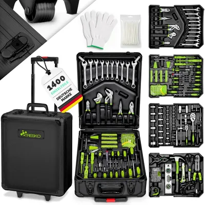 Productafbeelding van Gereedschapskoffer trolley - 1400 delig - Groen - Chroom-vanadium staal