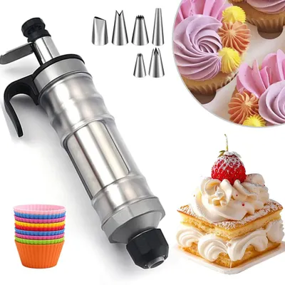 Produktbild von Garnierspritze, Tortenspritze Garnierspritze, zum Dekorieren von Kuchen mit 6 Tüllen, für Cupcakes