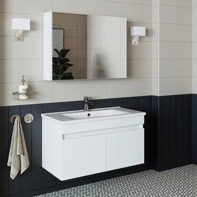 Immagine prodotto di Roomart ATRIA-85 Set di mobili da bagno a 3 pezzi, larghezza 85 cm, bianco